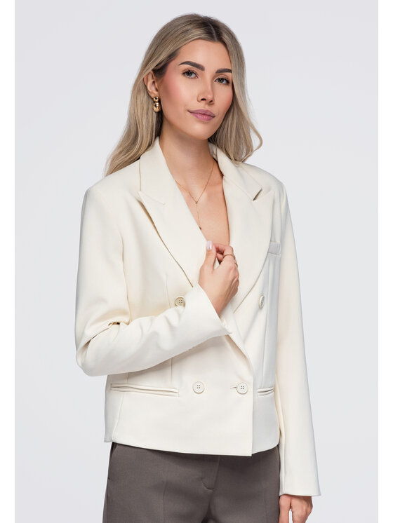 Ombre Ombre Marynarka OW-BL-E0006 Beżowy Slim Fit