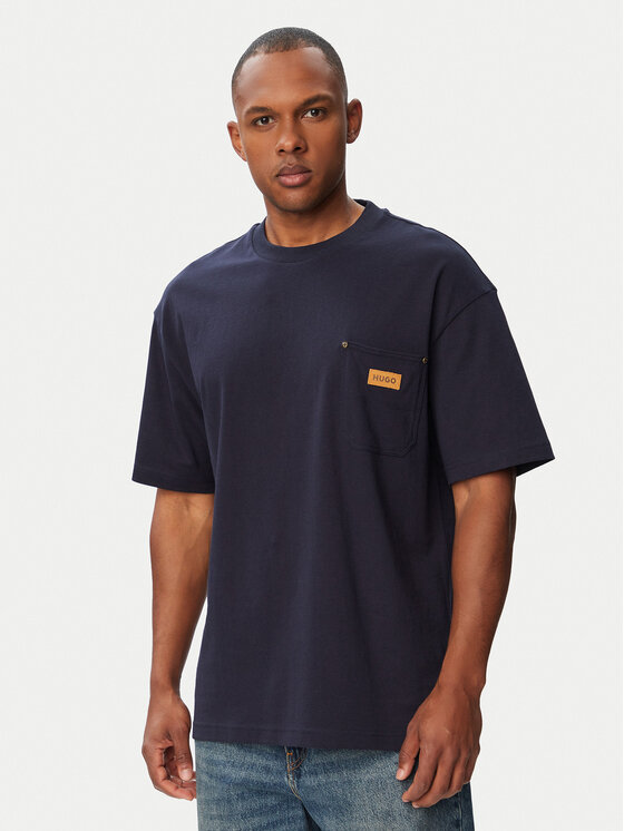 HUGO Tricou Nevado 50564045 Bleumarin Loose Fit