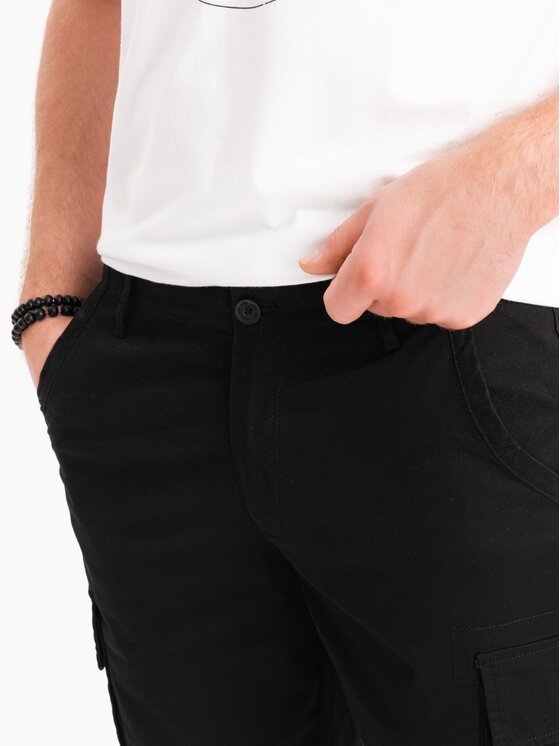 Ombre Ombre Šortky z materiálu OM-SRCG-0133 Černá Cargo Fit