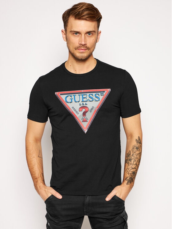 Guess T-Shirt M0BI58 J1300 Czarny Slim Fit • Modivo.pl