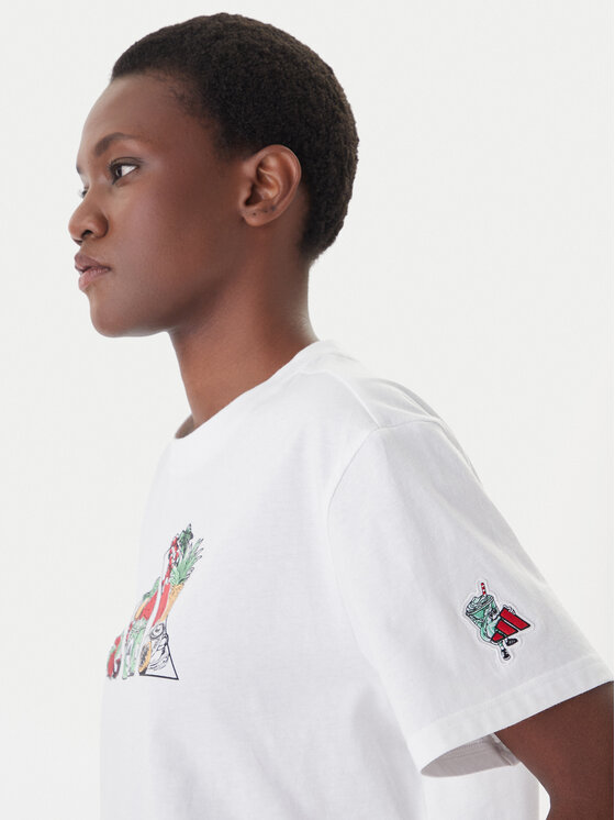 adidas adidas Тишърт Food Graphic KA5073 Бял Loose Fit