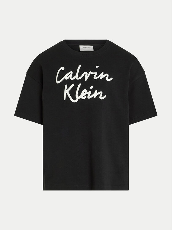 Calvin Klein Jeans Calvin Klein Jeans Marškinėliai Script Logo IG0IG02864 Juoda Boxy Fit
