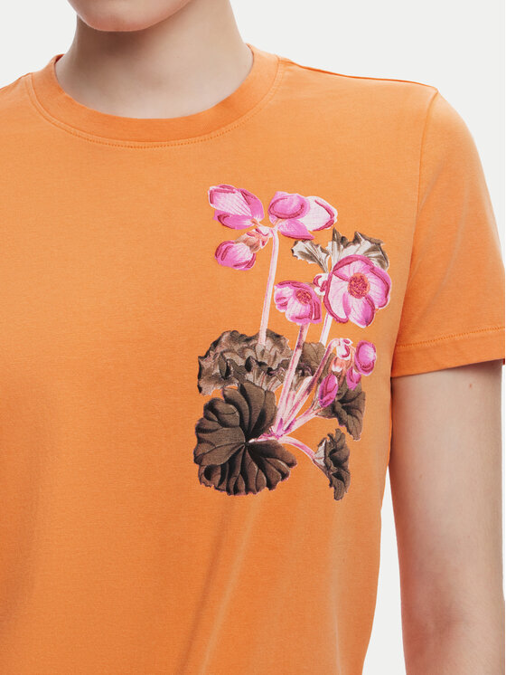 Desigual Desigual Tricou Botanical 25SWTK48 Portocaliu Slim Fit