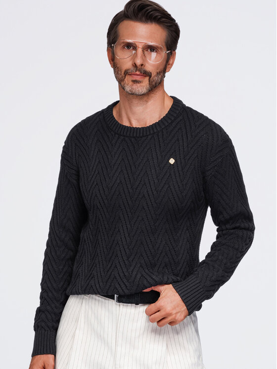 Ombre Ombre Svetr OM-SWSW-0190 Černá Regular Fit