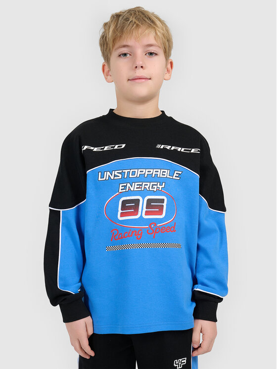 4F 4F Bluza ESPORTS RACING Niebieski Loose Fit