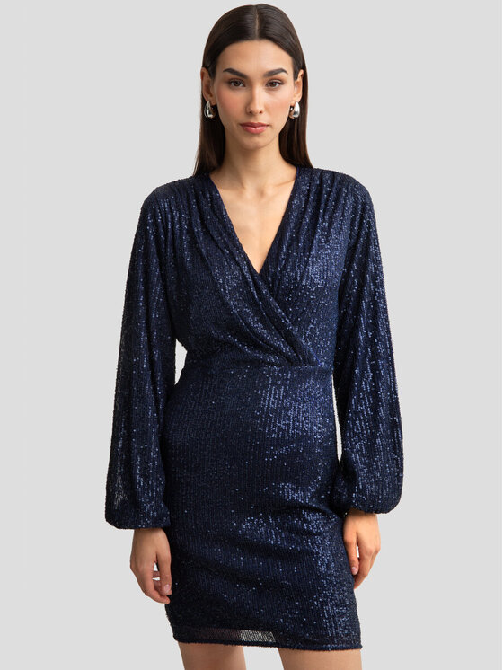 BIG STAR BIG STAR Sukienka wieczorowa LORETA_403_340 Granatowy Basic Fit