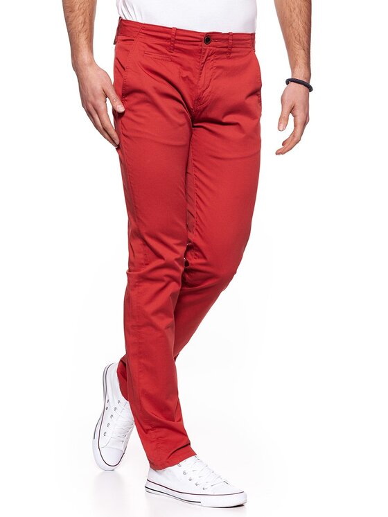 Wrangler Wrangler Chinosy CHINO Czerwony Slim Fit