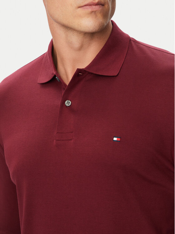 Tommy Hilfiger Tommy Hilfiger Тениска с яка и копчета MW0MW37317 Бордо Regular Fit