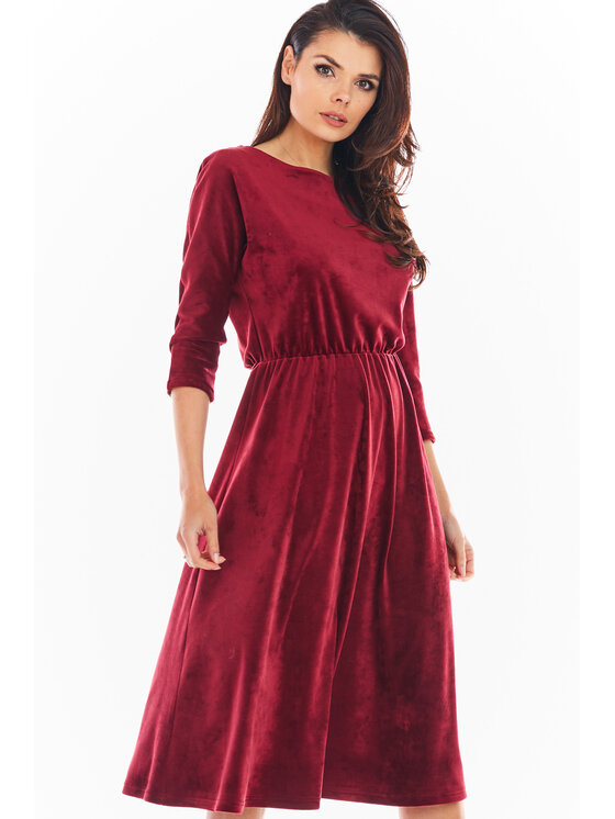 Awama Awama Vestito di maglia A407 Bordeaux Basic Fit