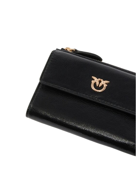 PINKO PINKO Portfel COMPACT WALLET SHINY CALF OLD Czarny