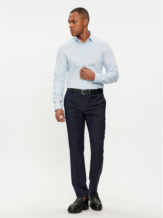 Calvin Klein Calvin Klein Košile Micro Dot K10K112884 Světle modrá Slim Fit