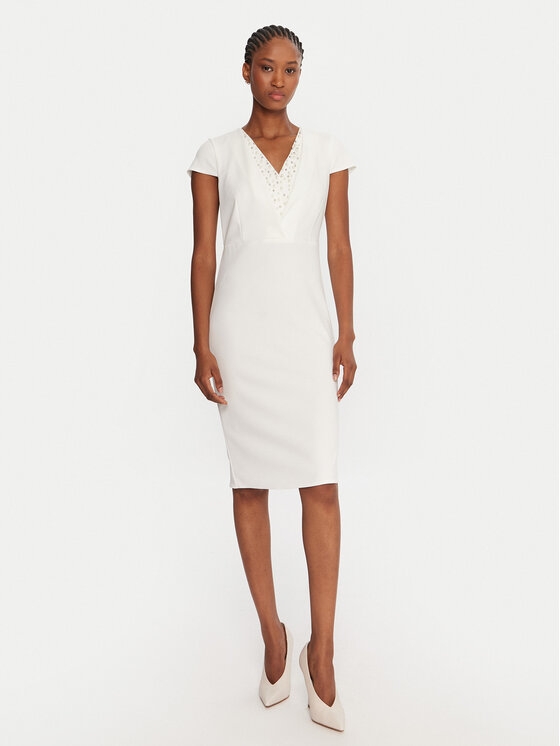 Rinascimento Rinascimento Coctailkleid CFC0125515003 Weiß Slim Fit