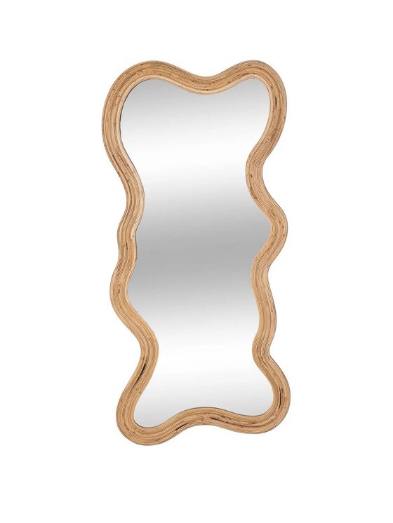MIAhome MIAhome Lustro w nieregularnej ramie rattan 179 cm Brązowy