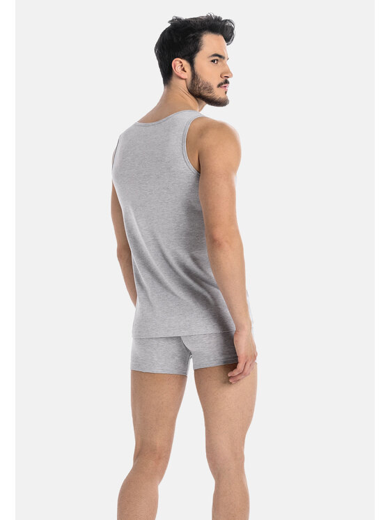 Teyli Teyli Podkoszulek męski bawełniany Eli Szary Classic Fit