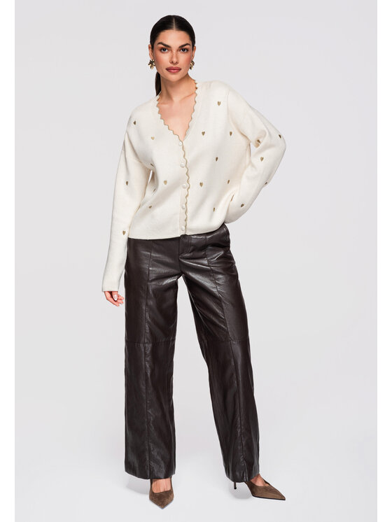 Ombre Ombre Kardigan OW-SWCD-0102 Beżowy Loose Fit