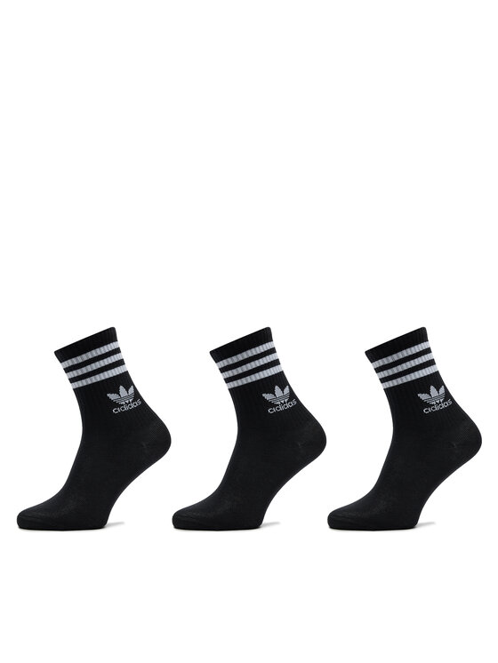 Női 3 pár uniszex hosszú szárú zokni adidas, Fekete, Mid Cut Crew IL5022