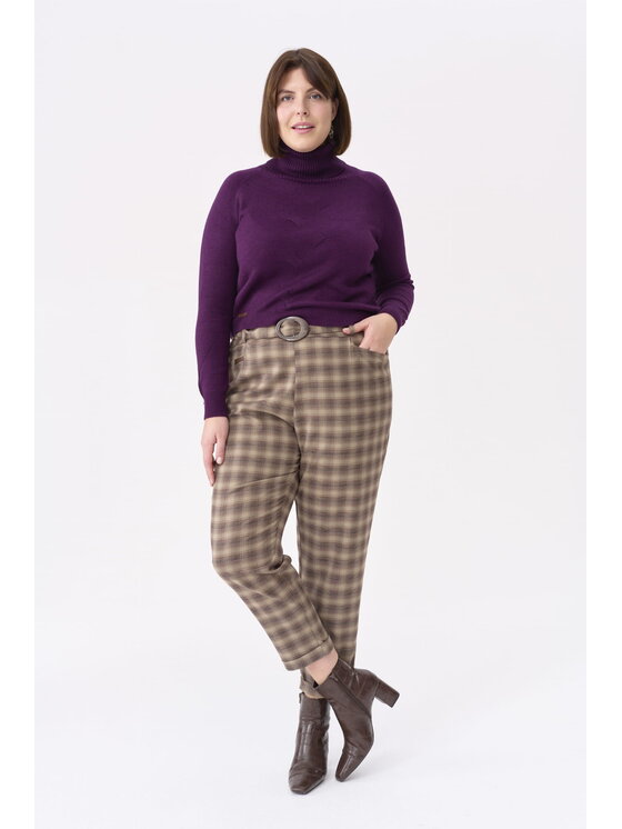 blue shadow blue shadow Spodnie damskie Loan Plus Size Beżowy Standard Fit