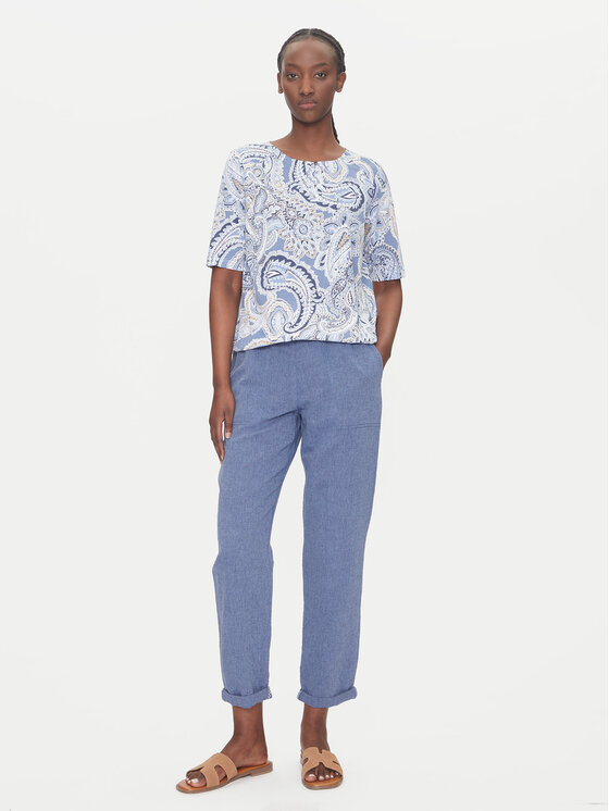 Olsen Olsen Kalhoty z materiálu 14002404 Modrá Regular Fit