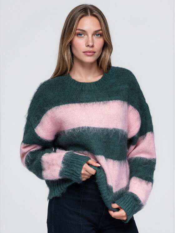 Ombre Ombre Sweter OW-SW-E0073 Zielony Oversize