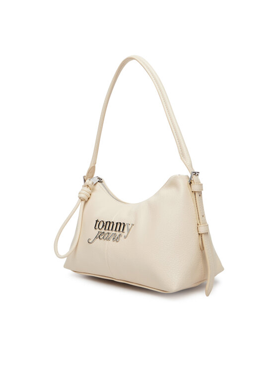 Tommy Jeans Tommy Jeans Geantă Metal Logo Shoulder Bag AW0AW18468 Alb