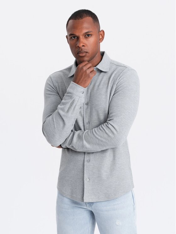 Ombre Ombre Koszula OM-SHCS-0177 Szary Slim Fit