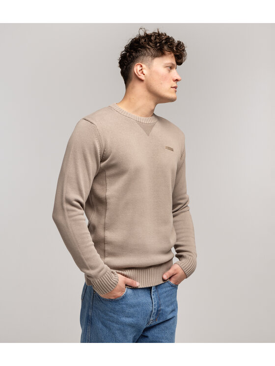 Lee Cooper Lee Cooper Sweter BILL ORGANIC Beżowy Regular Fit