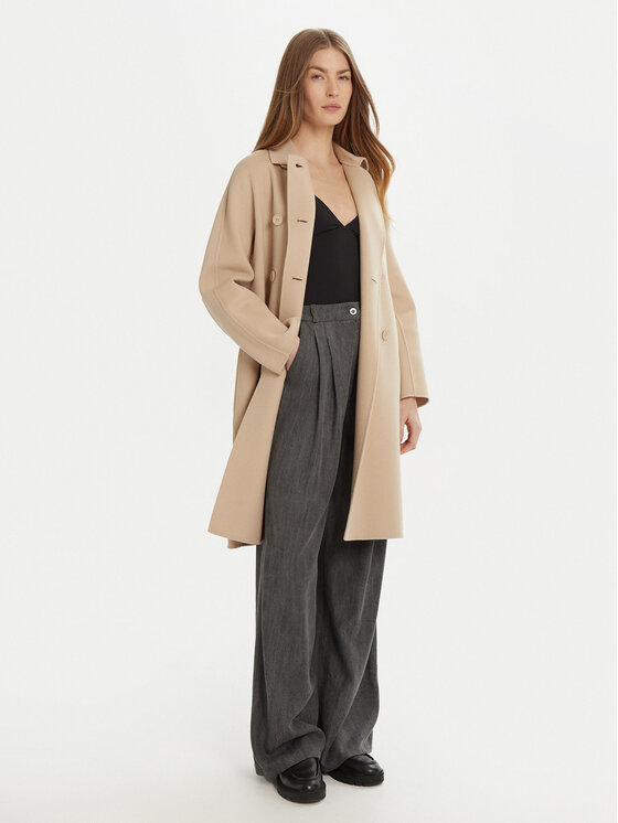 Weekend Max Mara Weekend Max Mara Palton de lână Avenue 2515011021 Bej Regular Fit