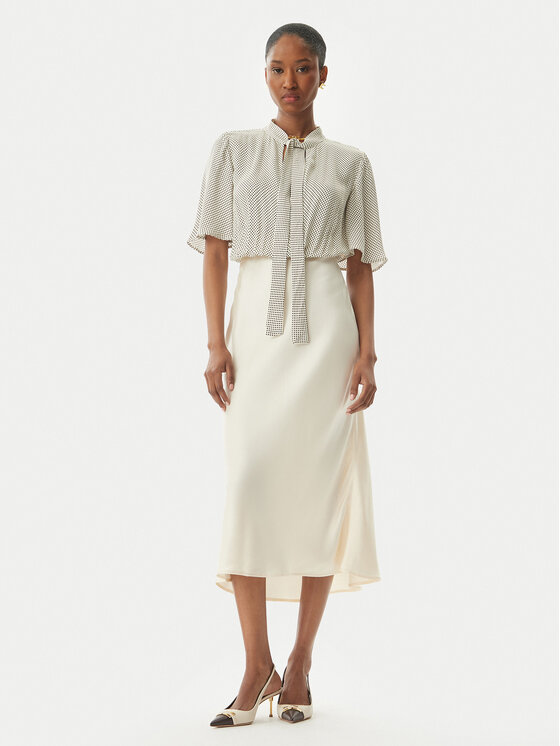 Elisabetta Franchi Elisabetta Franchi Cocktail obleka AB85752E2 E84 Bež Regular Fit