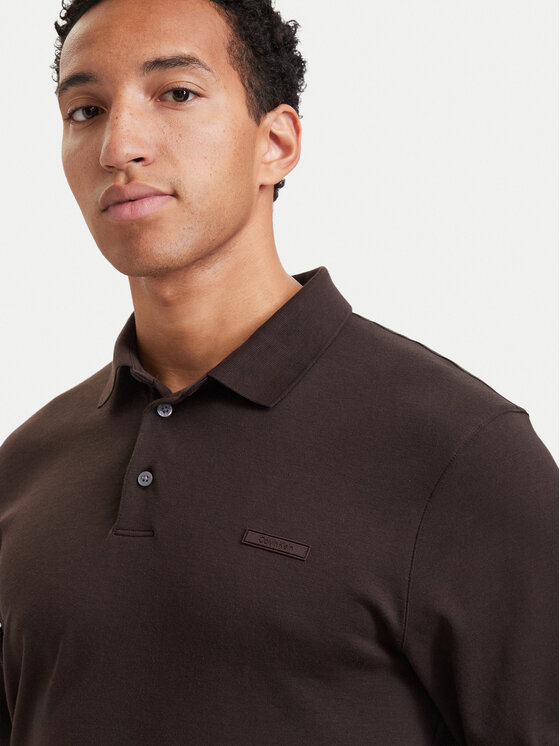 Calvin Klein Calvin Klein Polo Supima LV04LH240G Brązowy ciemny Slim Fit
