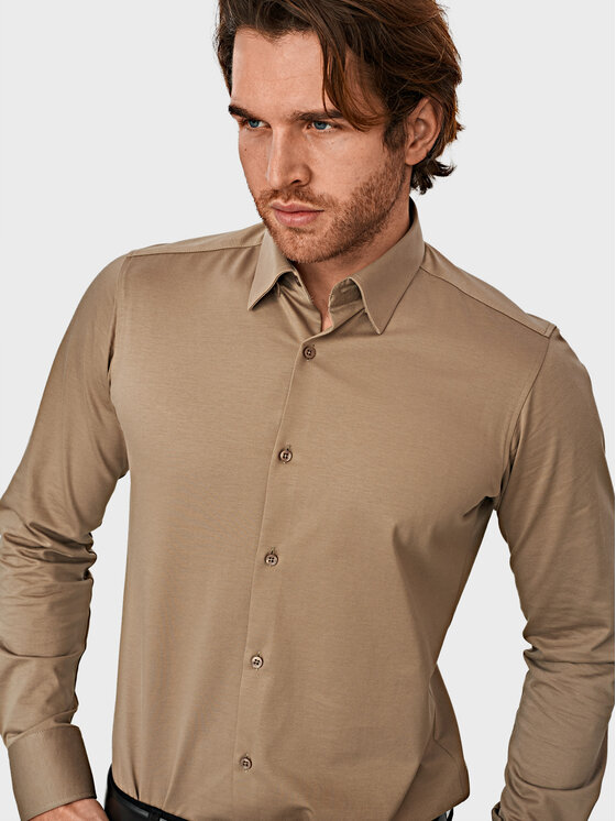 Evenemen Evenemen Koszula Stickat Beżowy Slim Fit