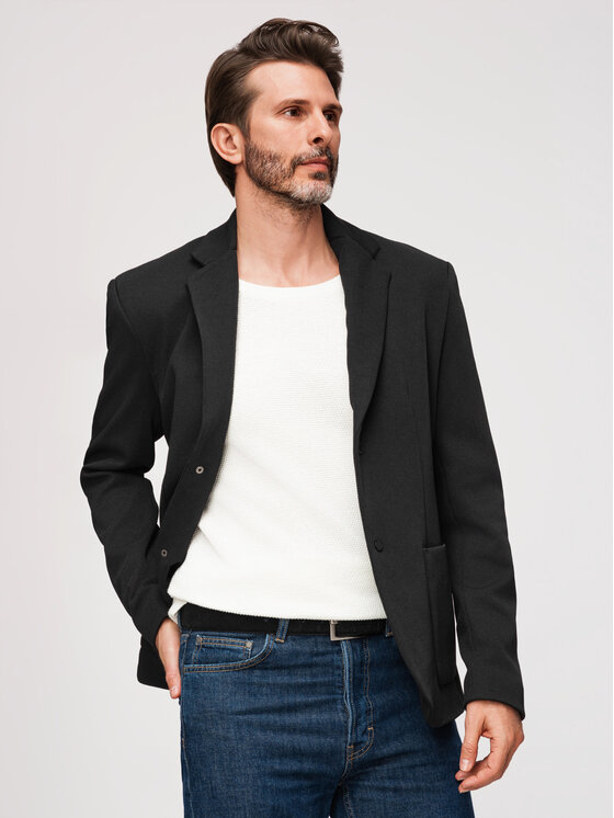 Ombre Ombre Marynarka M167 Czarny Regular Fit