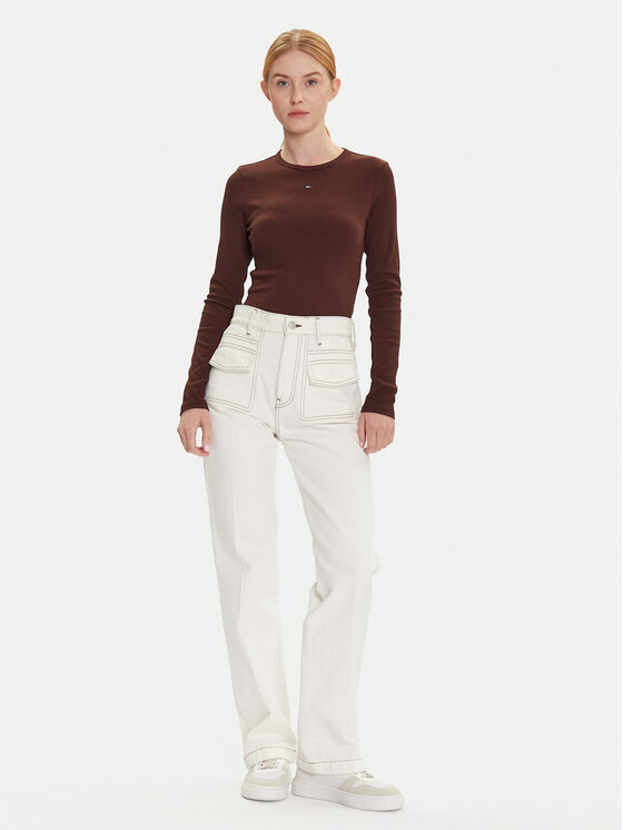 Tommy Jeans Tommy Jeans Блузка Essential DW0DW17387 Коричневий Slim Fit