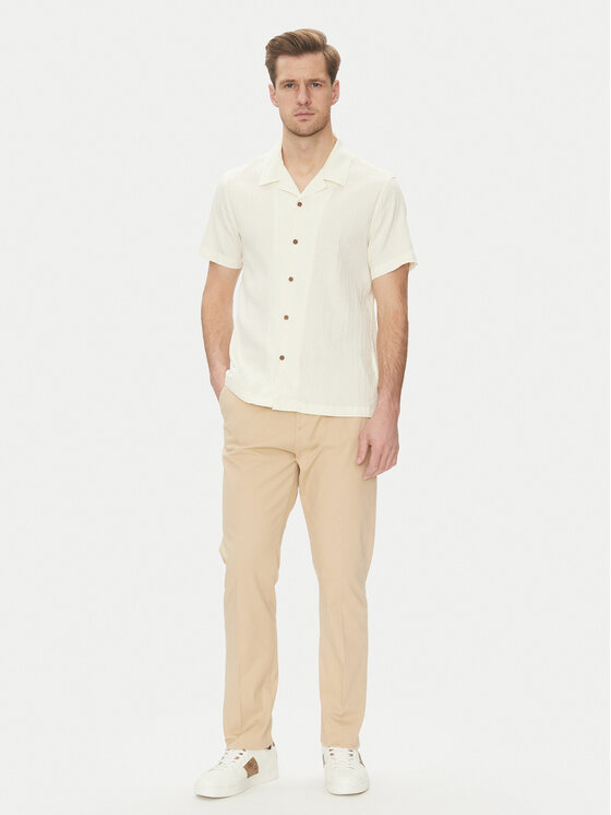 Guess Guess Cămașă M5GH67 WH340 Écru Regular Fit