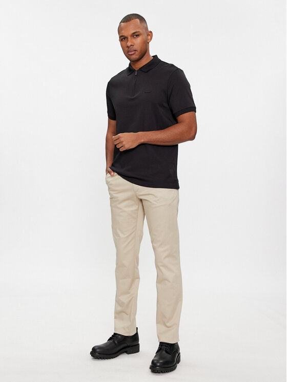 Calvin Klein Calvin Klein Polo Smooth Cotton Welt Zip Polo K10K112754 Crna Regular Fit