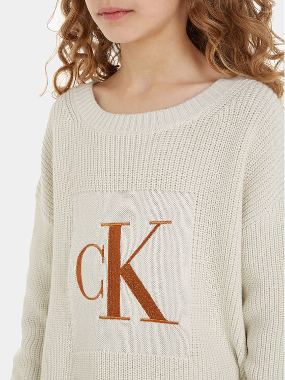 Calvin Klein Jeans Calvin Klein Jeans Pulover Monogram IG0IG02259 Écru Regular Fit