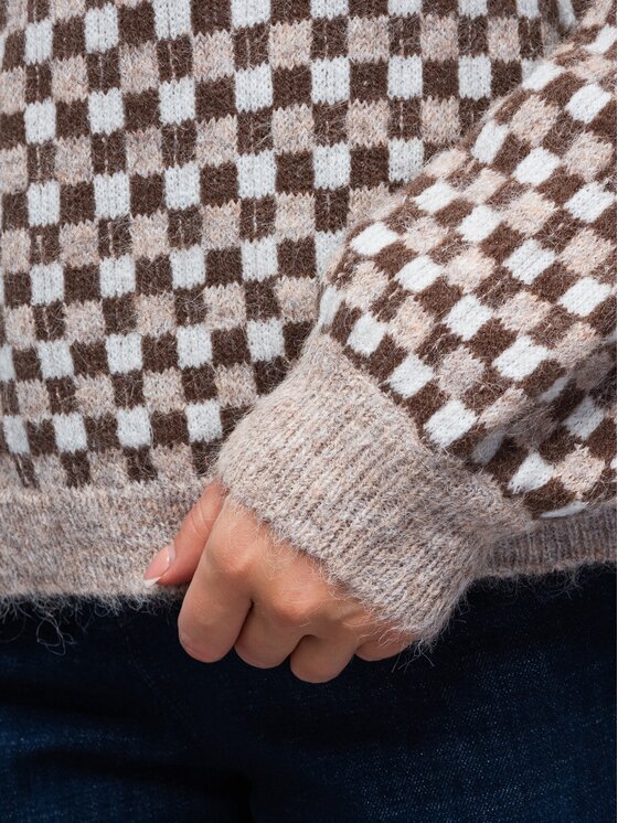 Ombre Ombre Sweter OW-SW-E0040 Beżowy Relaxed Fit