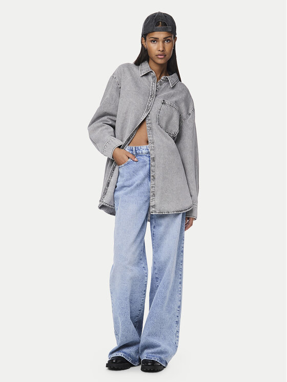 Pieces Pieces Jeans srajca 17150991 Siva Oversize