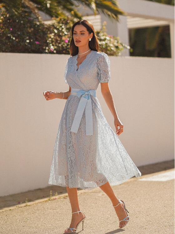 LIDIA KALITA LIDIA KALITA Sukienka koktajlowa Sharon Niebieski jasny Flare Fit