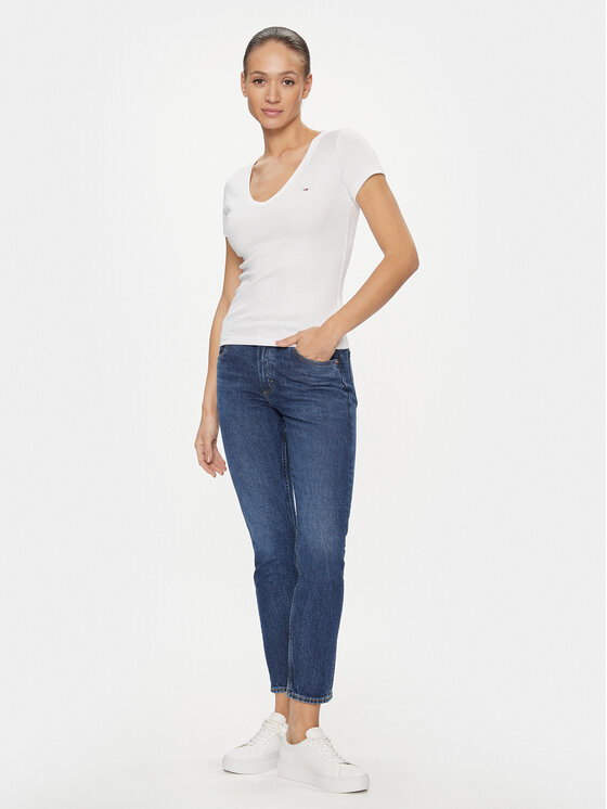 Tommy Jeans Tommy Jeans T-krekls Essential DW0DW17385 Balts Slim Fit