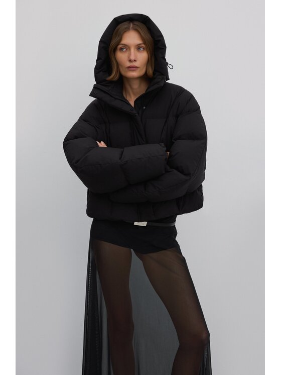 Estro Estro Μπουφάν γυναικείο ER00117988 Μαύρο Oversize