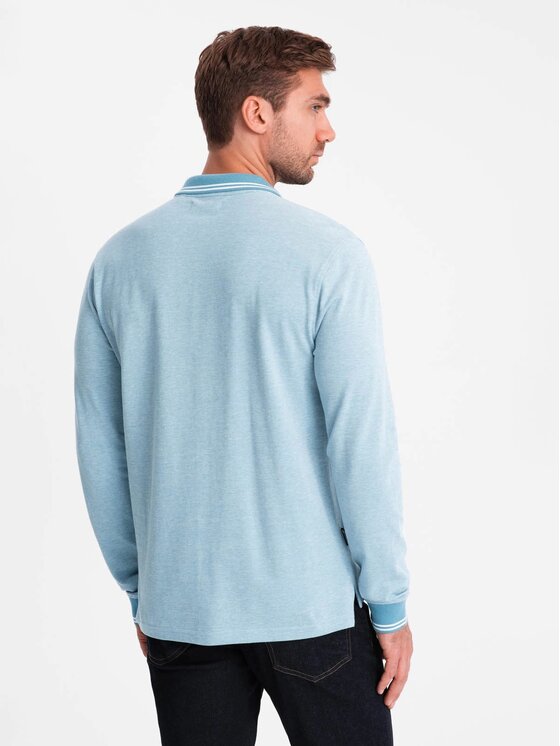 Ombre Ombre Longsleeve OM-POLS-0129 Niebieski Regular Fit