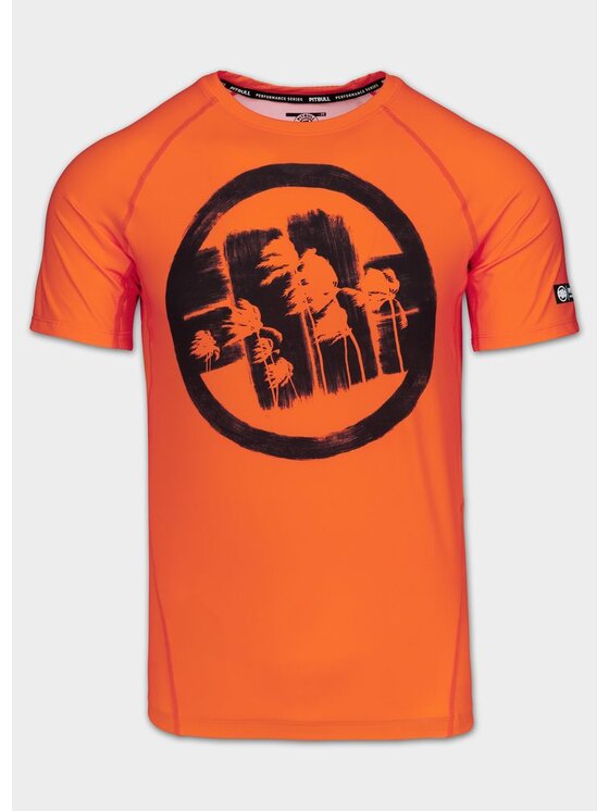 PITBULL PITBULL Koszulka techniczna LOGO PALMS Pomarańczowy Regular Fit