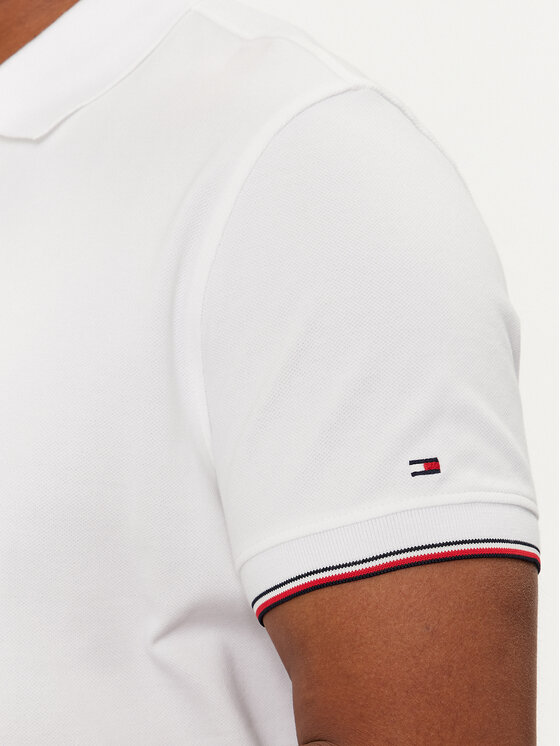 Tommy Hilfiger Tommy Hilfiger Тениска с яка и копчета Logo MW0MW34841 Бял Regular Fit