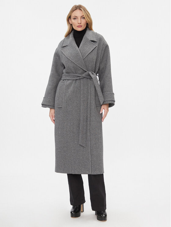 IVY OAK IVY OAK Vlněný kabát Claudia IO1123F1115 Šedá Loose Fit