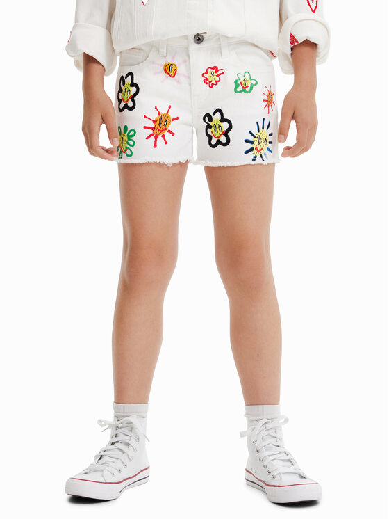 Desigual Desigual Дънкови шорти 23SGDD07 Бял Regular Fit