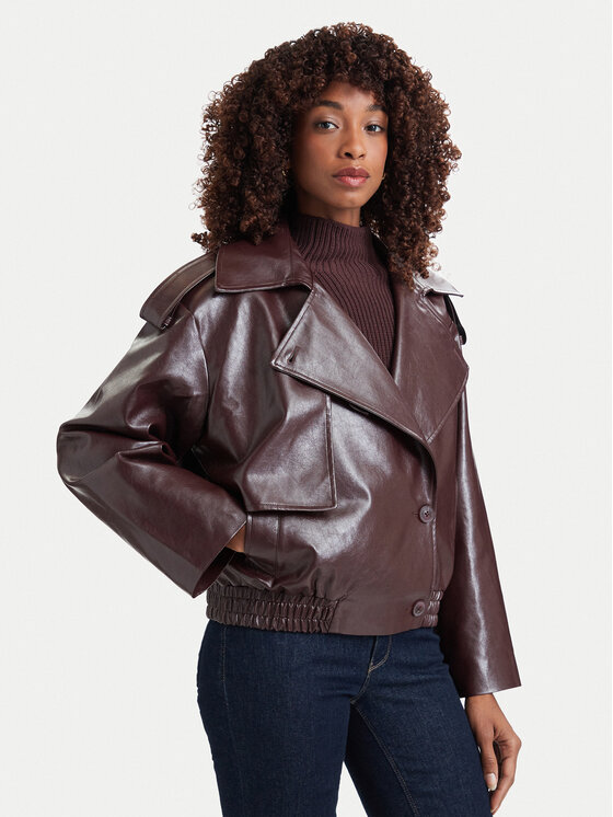 Simple Simple Jacke aus Kunstleder 62KUDPU100 Dunkelrot Regular Fit