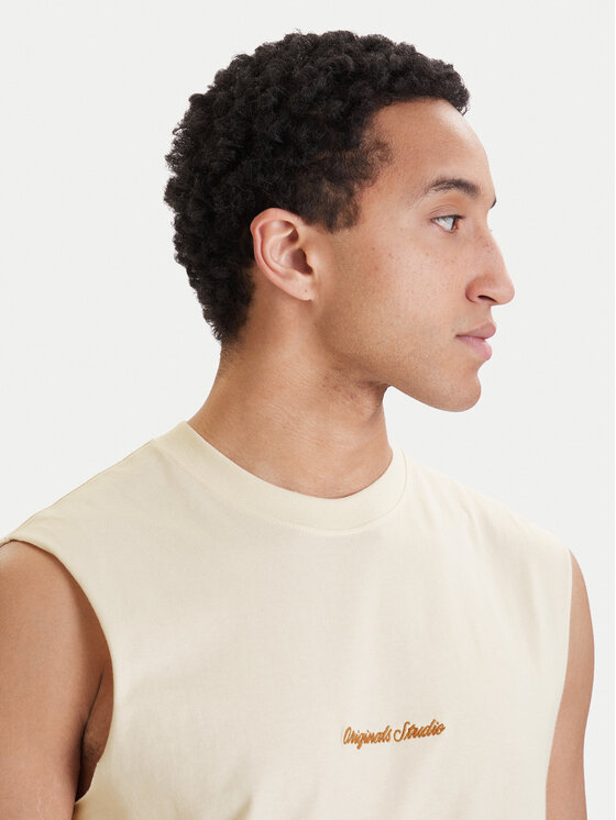 Jack & Jones Jack & Jones Tank top marškinėliai Norrebro Emb 12292009 Écru Regular Fit