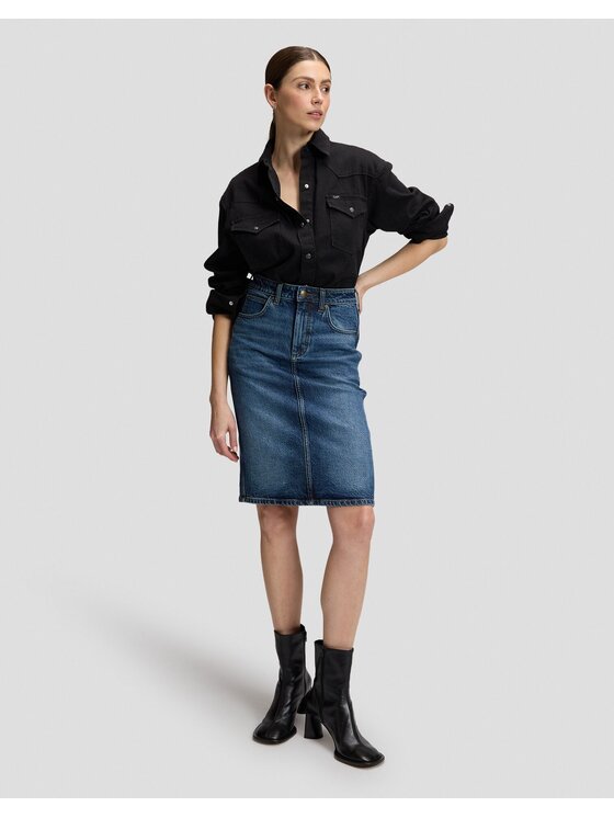 Lee Lee Koszula MIDI SKIRT Niebieski Regular Fit