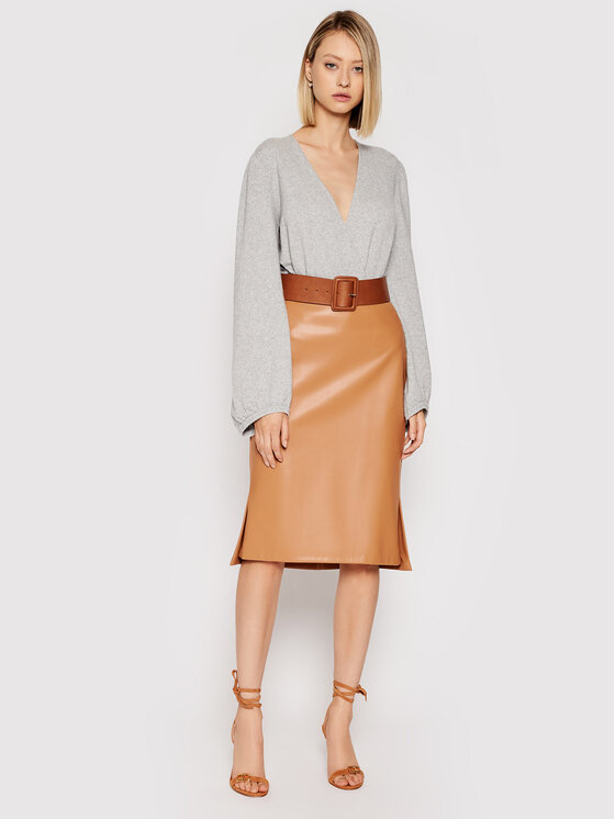 Gonna in similpelle F1WT15 Marrone Regular Fit