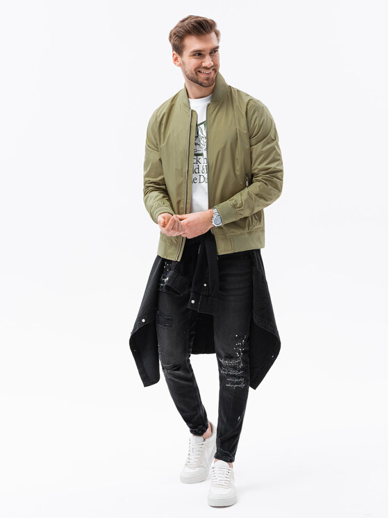 Ombre Ombre Bunda bomber C439 Zelená Regular Fit